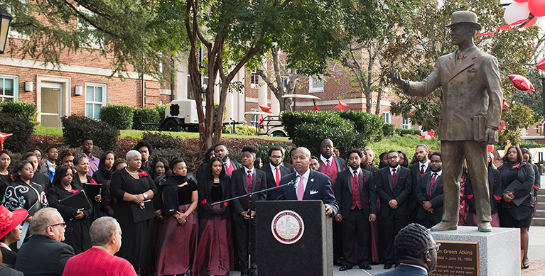 the chancellor speaking at a signature event