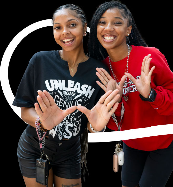 WSSU students with W hands